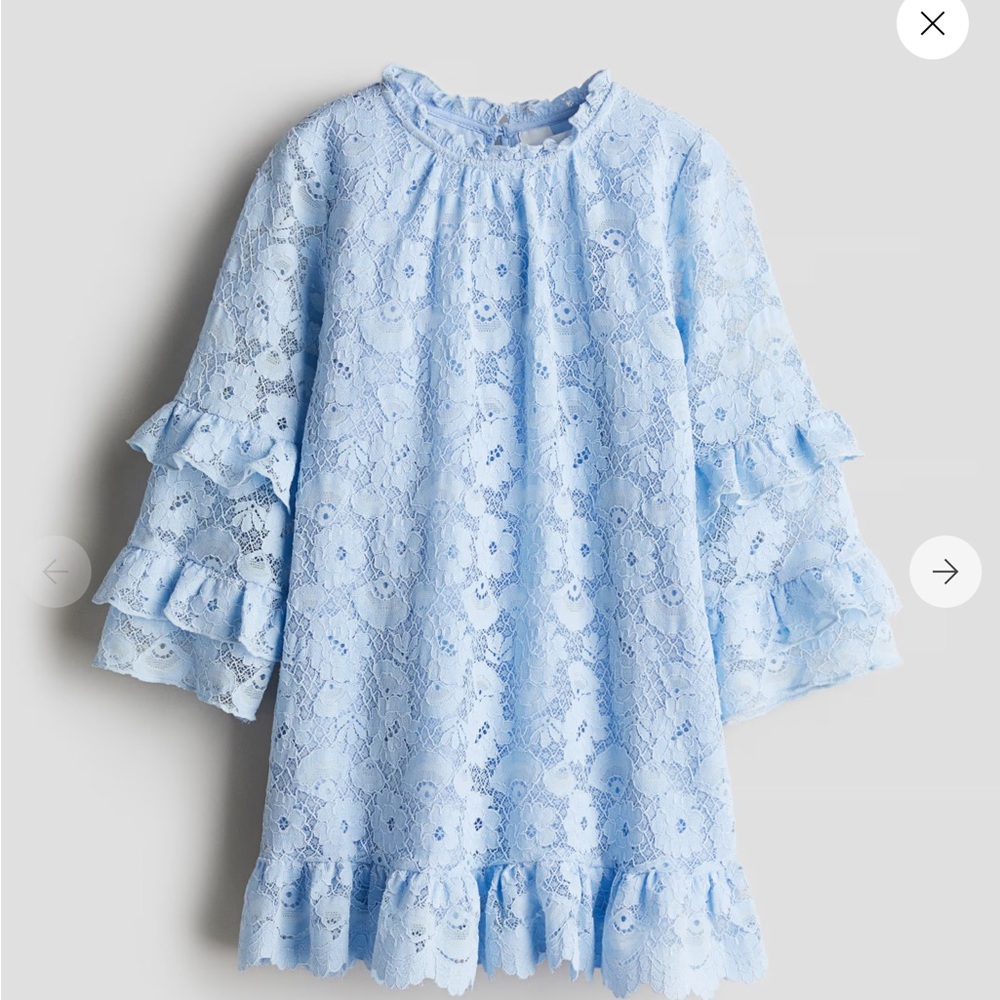 H&M kids Blue Lace Dress with Ruffle Trim